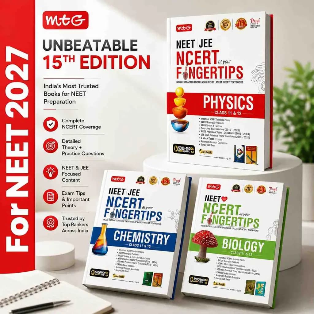 MTG NCERT at your FINGERTIPS Physics, Chemistry & Biology For NEET Exam 2026-2027 (Set of 3 Books) | NCERT Exam Scorer, Concept Priority Tracker, HOTS MCQs, Mind Maps & DPP with HD Pages | 15th Edition (Based on NEET Latest Pattern)