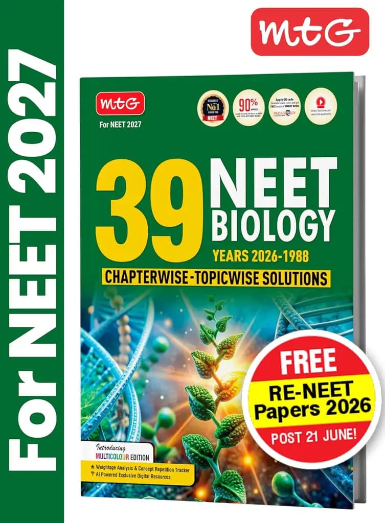 MTG NEET PYQ 39 Years Biology Book for NEET 2026–2027 | Chapterwise Topicwise Solved Question Papers